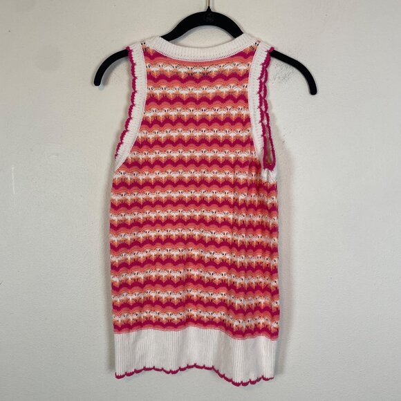 NWT Loft Women's S Pink White Scalloped Halter Sweater Sleeveless Summer 70s - Picture 7 of 9
